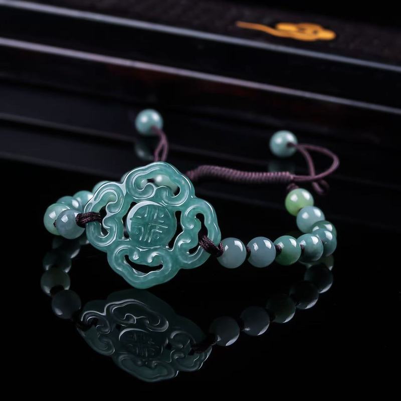 The Jewelry & Watches - Pulsera de Jadeíta Natural Grado A,