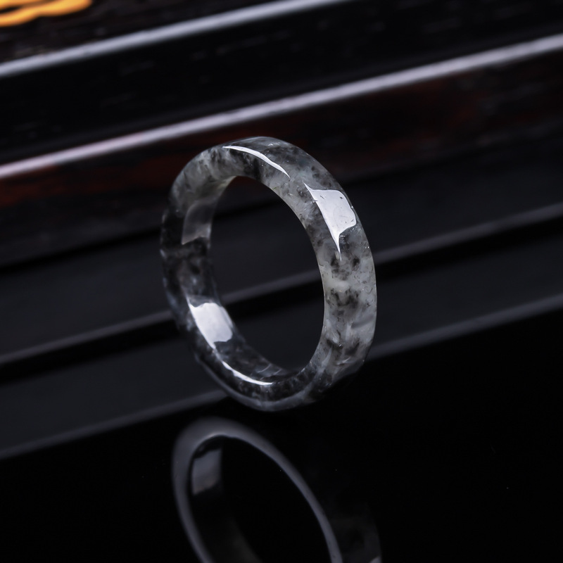 The Jewelry & Watches - Anillo de jadeíta negra birmana natural